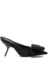 Ferragamo 85mm Asymmetric-bow Velvet Mules In Black