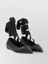 Ferragamo Carice Satin Ribbon Tapered Ballerinas In Black