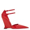 Ferragamo Vidya Patent Dual-buckle Wedge Pumps In Red