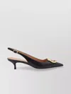 Ferragamo Pointed Toe Kitten Heel Gold-tone Hardware Pumps