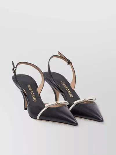 Ferragamo Pointed Toe Pumps Bow Detail Contrast Trim