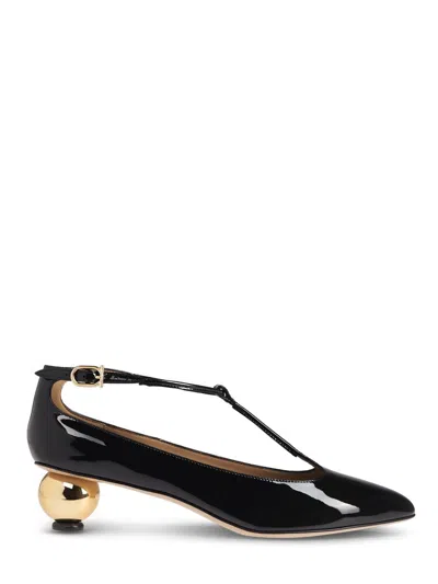 FERRAGAMO POINTED TOE PUMPS WITH SPHERICAL HEEL DESIGN