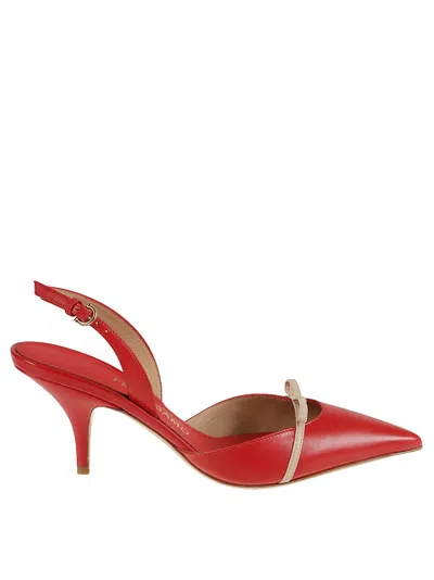 Ferragamo Pointed Toe Slingback Heels In Red