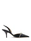 Ferragamo Pointed Toe Pumps Bow Detail Contrast Trim In Black
