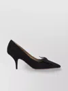 Ferragamo Pointed Toe Stiletto Heel Pumps With Bow In Black