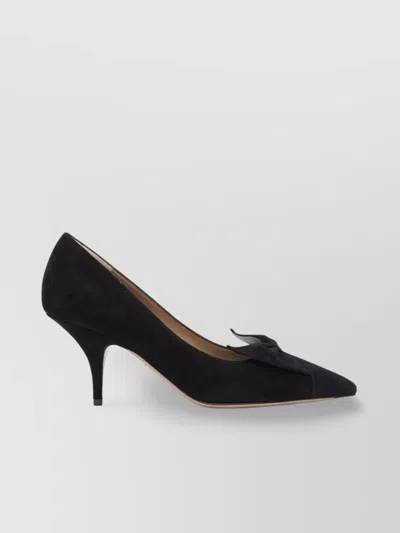 Ferragamo Pointed Toe Stiletto Heel Pumps With Bow In Black