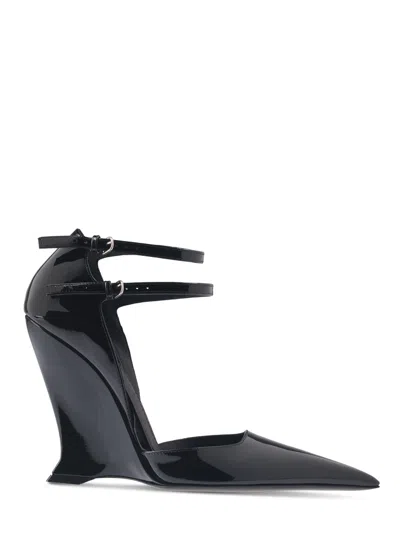 Ferragamo Pointed Toe Wedge Heels In Gray