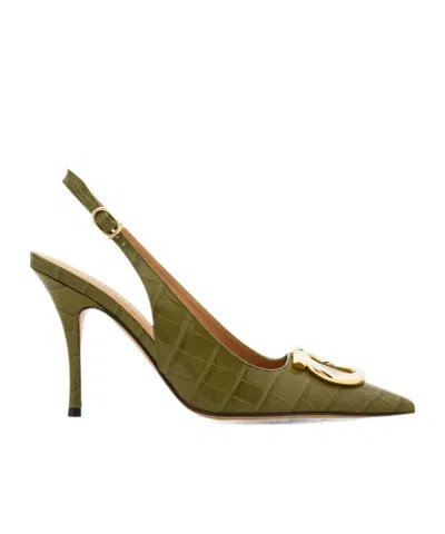 Ferragamo Pointed-toe High-heeled Sandals In Green