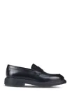 Ferragamo Polished Black Calf Leather Flat Shoes With Rounded Toe In Black