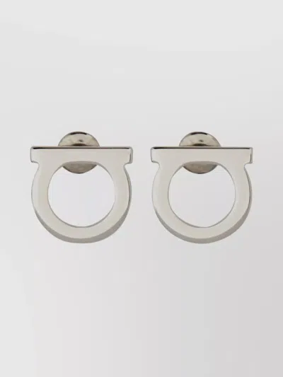 Ferragamo Polished Finish Hook Earrings In Metallic