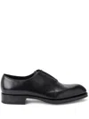 Ferragamo Black Calf Leather Derby Shoes In Black
