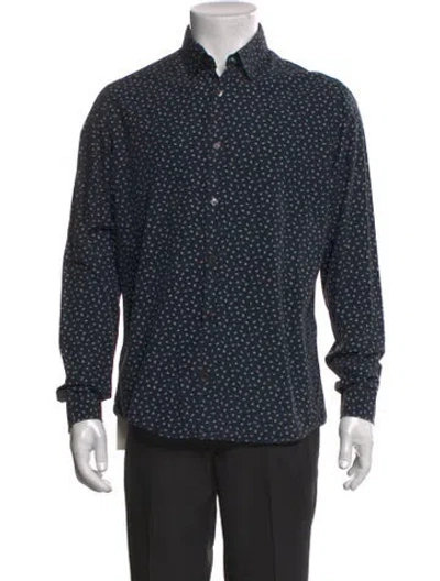 Pre-owned Ferragamo Polka Dot Print Long Sleeve Shirt In Blue