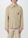 Ferragamo Men Cotton And Viscose Jacket With Gancini Leather Patch In Beige