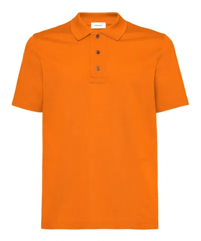 Ferragamo Polo-collar Cotton Polo Shirt In Orange