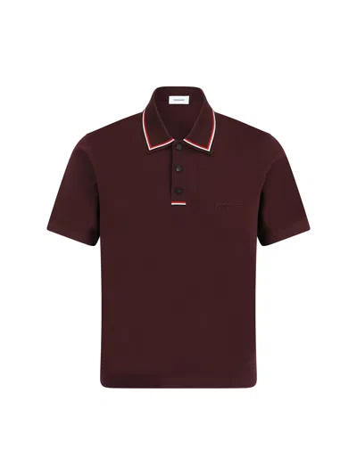 Ferragamo Logo-embroidered Polo Shirt In Red