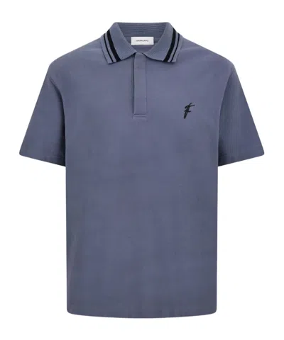 Ferragamo Polo Shirt With Embroidered F Detail In Blue