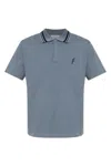 Ferragamo Polo With Embroidered Logo In Blue