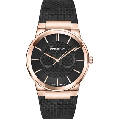 FERRAGAMO FERRAGAMO POLYURETHANE STRAP WATCH, 41MM