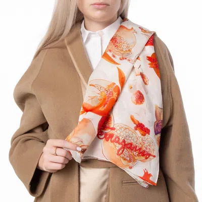 Ferragamo Pomegranate And Fig Print Silk Scarf In Multi