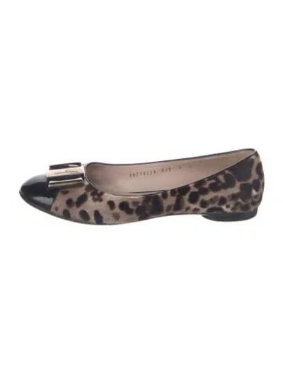 Pre-owned Ferragamo Ponyhair Animal Print Ballet Flats In Multi