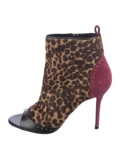 Pre-owned Ferragamo Ponyhair Animal Print Boots In Neutral