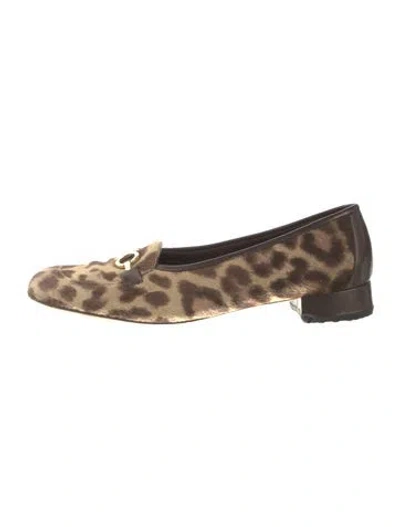 Pre-owned Ferragamo Ponyhair Animal Print Loafers In Neutral
