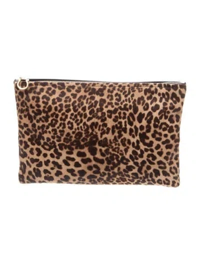 Pre-owned Ferragamo Ponyhair Clutch In Neutral