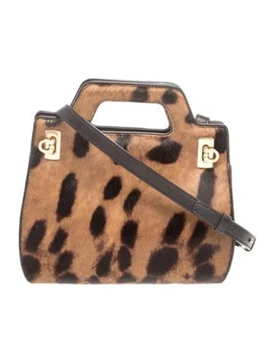 Pre-owned Ferragamo Ponyhair Crossbody Bag Mini In Brown