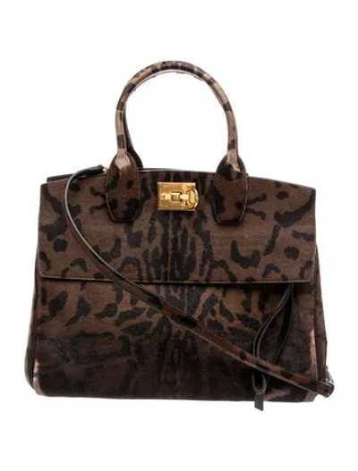 Pre-owned Ferragamo Ponyhair Studio In Brown