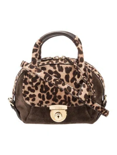 Pre-owned Ferragamo Ponyhair Top Handle Bag In Brown