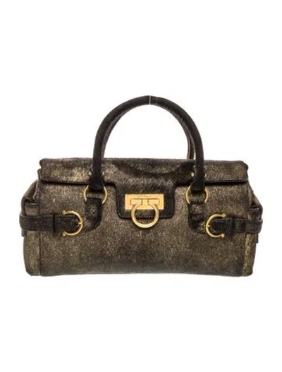 Pre-owned Ferragamo Ponyhair Top Handle Bag In Multi