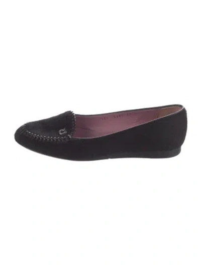 Pre-owned Ferragamo Ponyhair Whipstitch Trim Loafers In Black