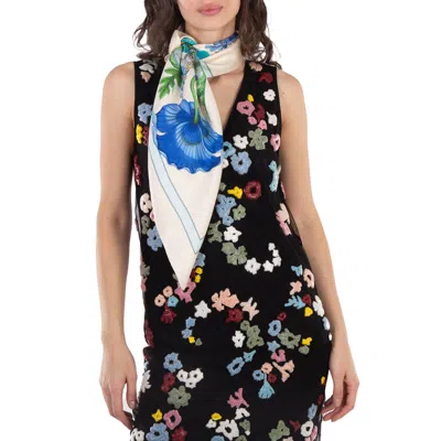 Ferragamo Poppies Printed Silk Foulard In White