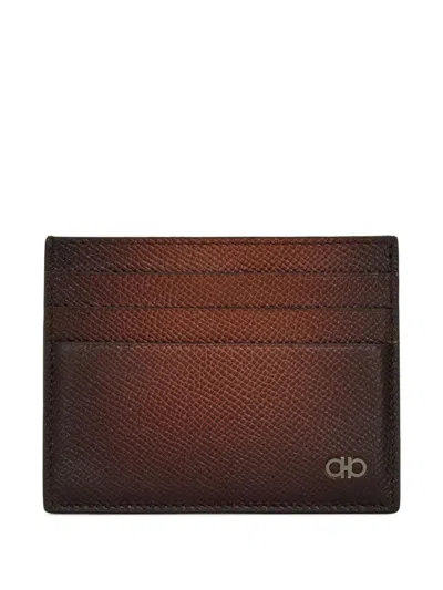 Ferragamo Credit Card Holder Gancini In Brown