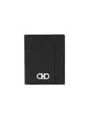 Ferragamo Textured Calfskin Cardholder With Polished Logo Accent In Black