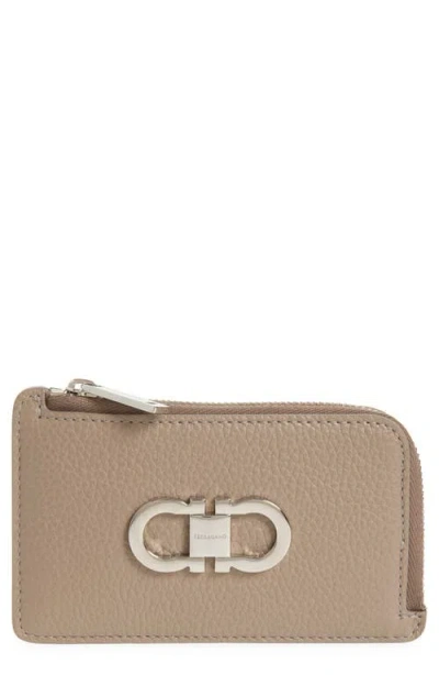 Ferragamo Portacarte Leather Card Holder In Brown