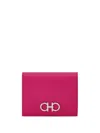 Ferragamo Gancini Compact Wallet In Pink & Purple