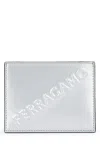 Ferragamo Smooth Leather Wallet With Embossed Branding In Gray