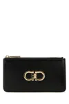Ferragamo Leather Wallet Hardware Gold-tone In Black