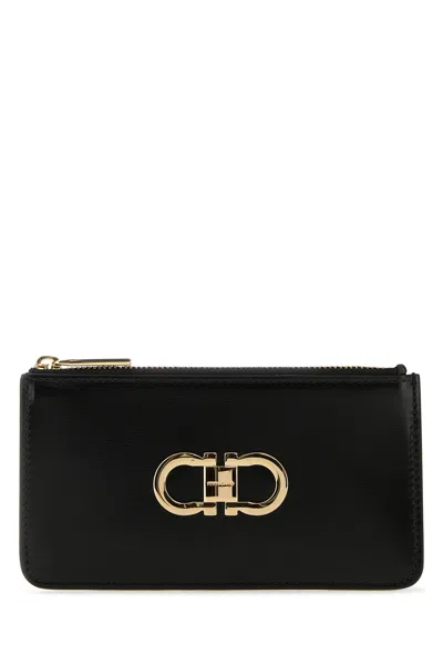 FERRAGAMO SALVATORE FERRAGAMO BLACK LEATHER WALLET