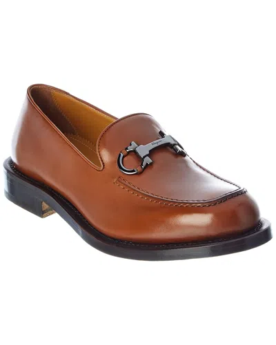 Ferragamo Porto Leather Loafer In Brown