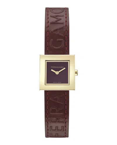 Ferragamo Portrait Leather Watch In Brown