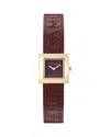 Ferragamo Women's Swiss Portrait Burgundy Leather Strap Watch 20mm In Brown/brown