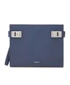 Ferragamo Pouch With Gancini Buckles In Gray