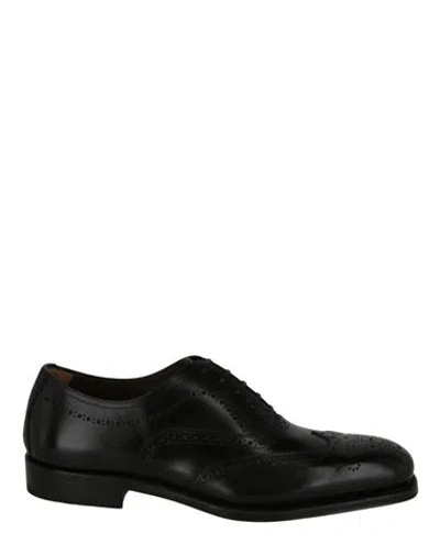 Ferragamo Poveda Dress Shoes Man Lace-up Shoes Black Size 8 Calfskin