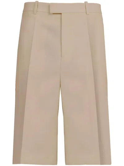 Ferragamo Pressed-crease Bermuda Shorts In Neutrals