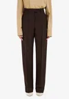 Ferragamo Pressed-crease Wide Leg Pants In Brown