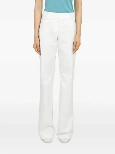 Ferragamo Pressed-crease Cotton Trousers In White