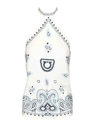 Ferragamo Arabesque Print Foulard Top In Multi
