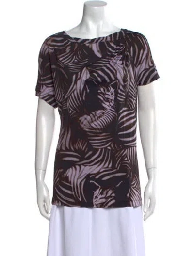 Pre-owned Ferragamo Printed Bateau Neckline T-shirt In Multi